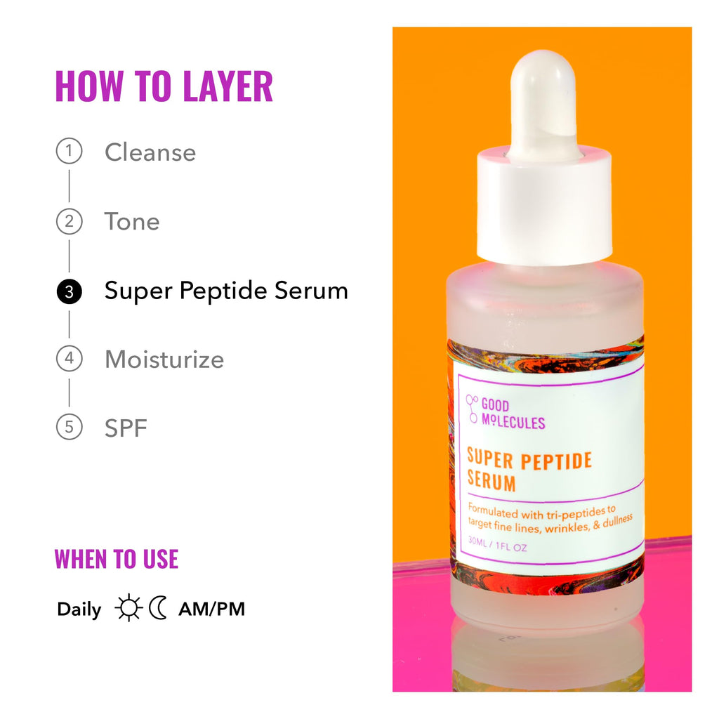 Buy now Good Molecules Super Peptide Serum - Anti-aging Facial Serum with Peptides and Copper Tripeptides to Plump and Firm - Water-Based Skincare for Face at indiglob india