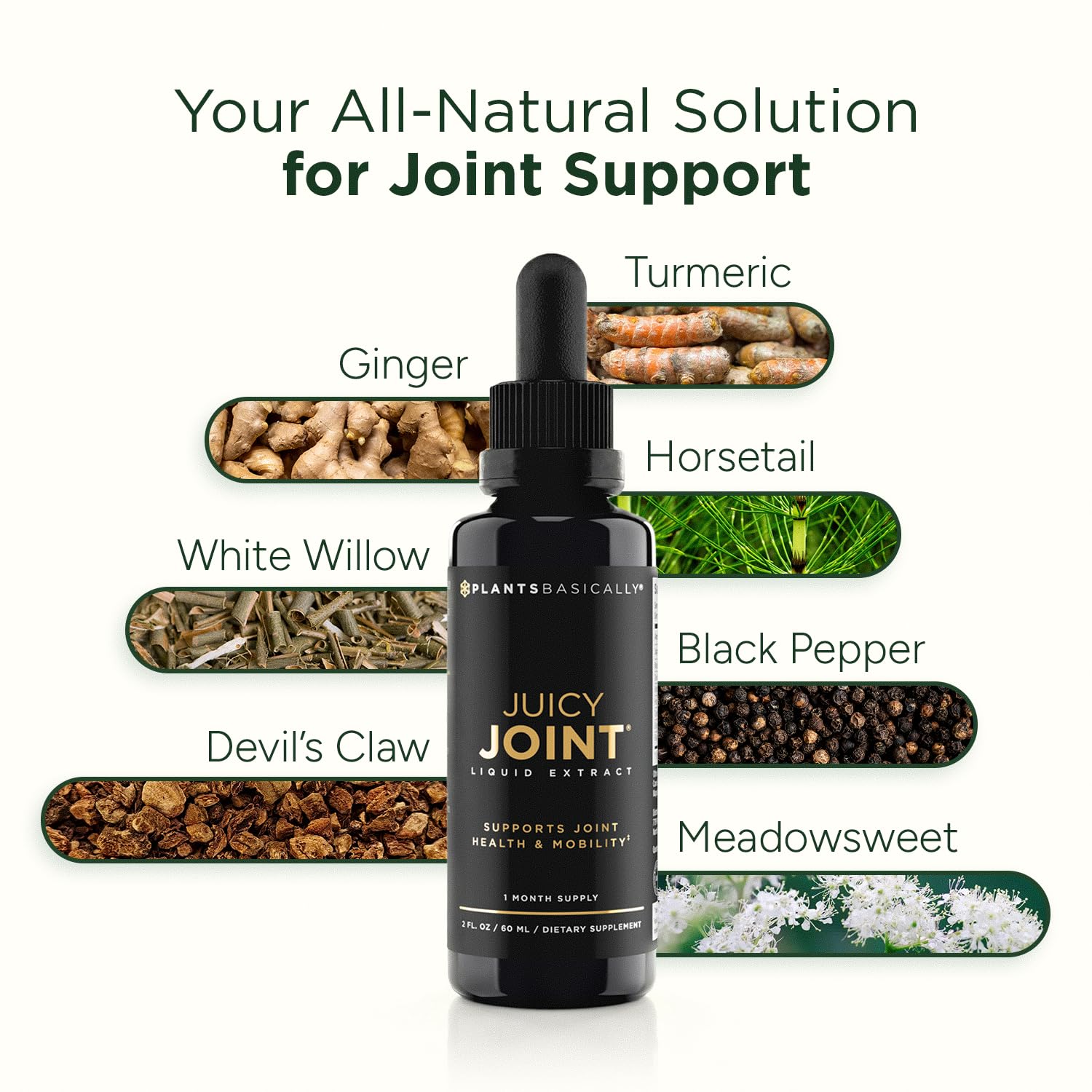 Juicy Joint Extract, 100% Plant-Based Joint Support Supplements - 1 Bottle | Supports Joint Mobility, Relief & Recovery | Fast Absorbing Formula for Women & Men |USA Made, Organic &Vegan, 30-Day Supply