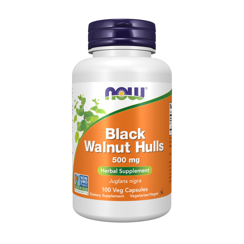 Buy now NOW Foods Supplements, Black Walnut Hulls (Juglans nigra) 500 mg, Herbal Supplement, 100 Veg Capsules at indiglob india