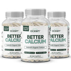 Organics Ocean Better Calcium - Organic Red Algae Calcium with Vitamin D3 and K2 Supplements - Supports Bone Structure, Joint Comfort & Encourages Healthy Aging - Plant-Based, Non-GMO - 6 Pack