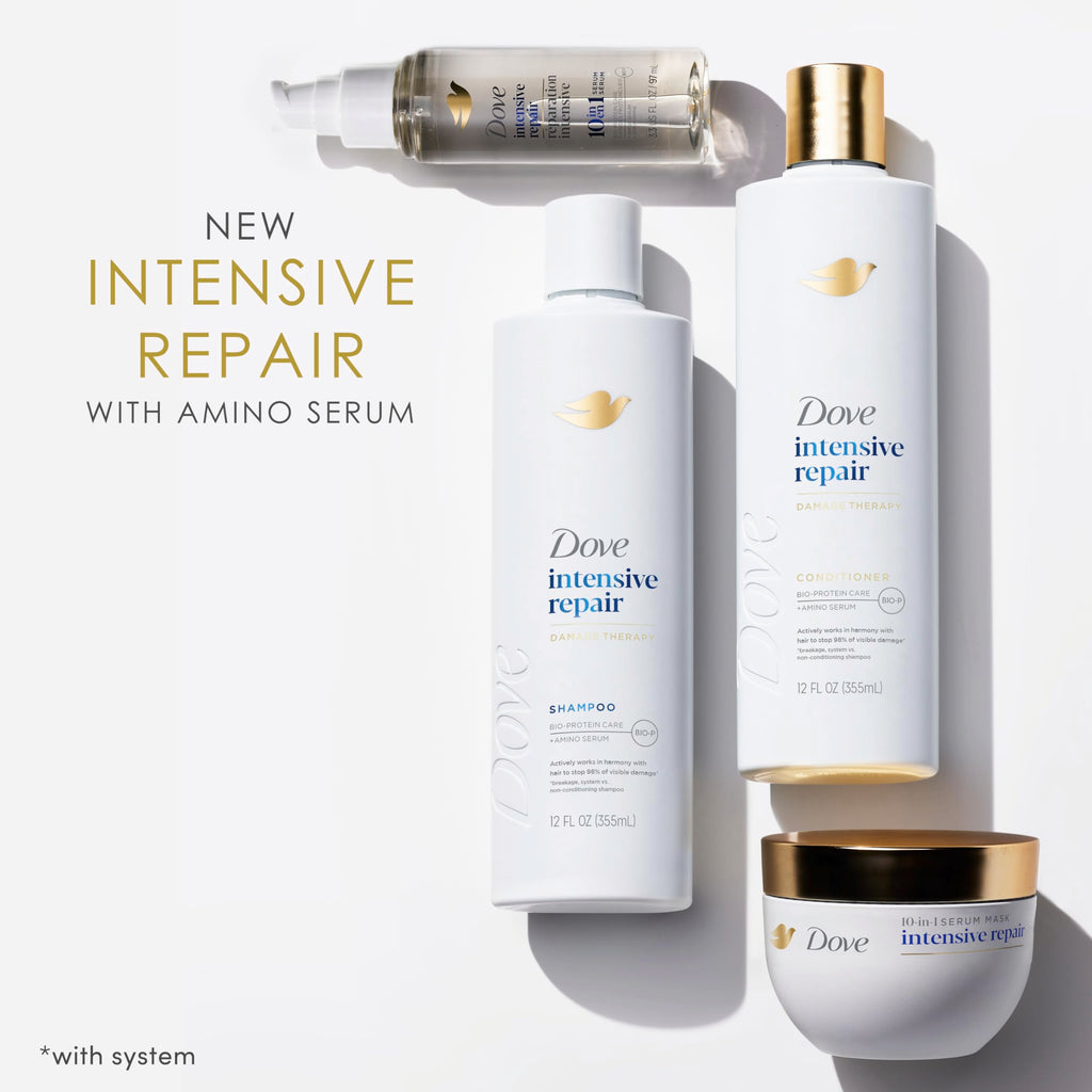 Dove Intensive Repair Serum for Damaged Hair with Amino Serum 3.3oz | Hair treatment provides 72H damage protection, 48H enhanced gloss and 72H smoothness for shinier, healthier-looking hair
