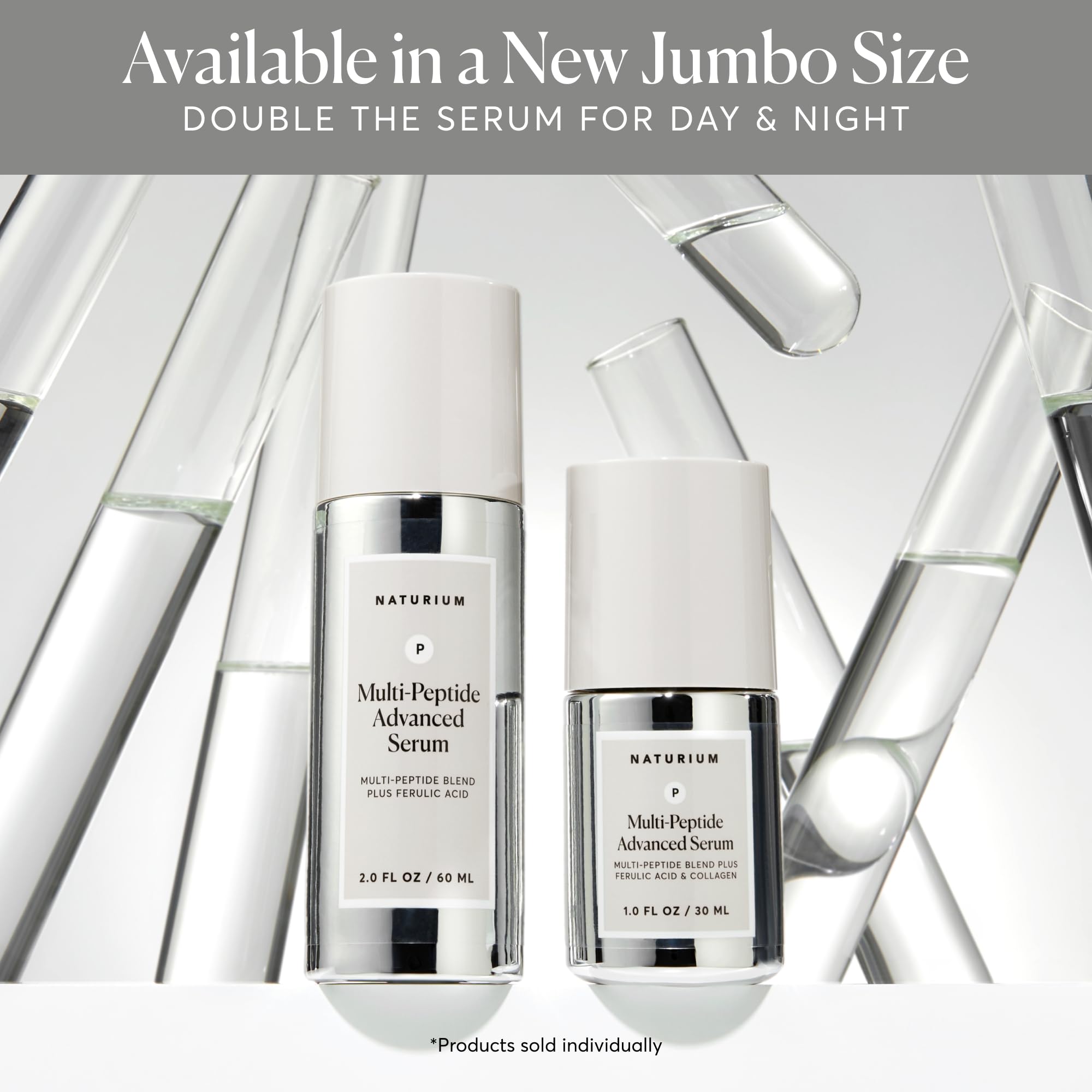 Naturium Multi-Peptide Advanced Serum Jumbo, Firming & Smoothing Face Serum for Fine Lines & Wrinkles with Advanced Multi-Peptide Blend, 2 oz