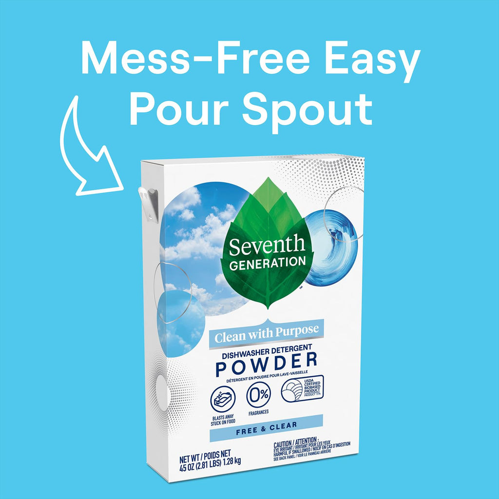 Buy now Seventh Generation Dishwasher Detergent Powder + Rinse Aid, Free & Clear, Biodegradable, Plant-Based & Fragrance-Free, Septic Safe at indiglob india