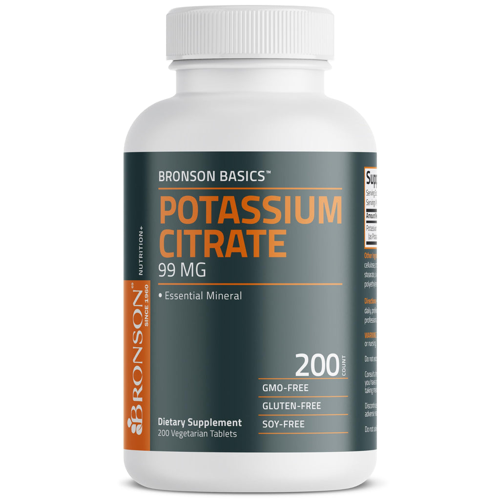Bronson Potassium Citrate 99 mg, 200 Vegetarian Tablets