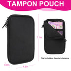 Tampon Holder for Purse, Portable Tampon Bag Organizer Case for Women’s Purse, Travel-Friendly Discreet Period Bag for Feminine Products, Waterproof Pad Bag, Black(Bag Only)