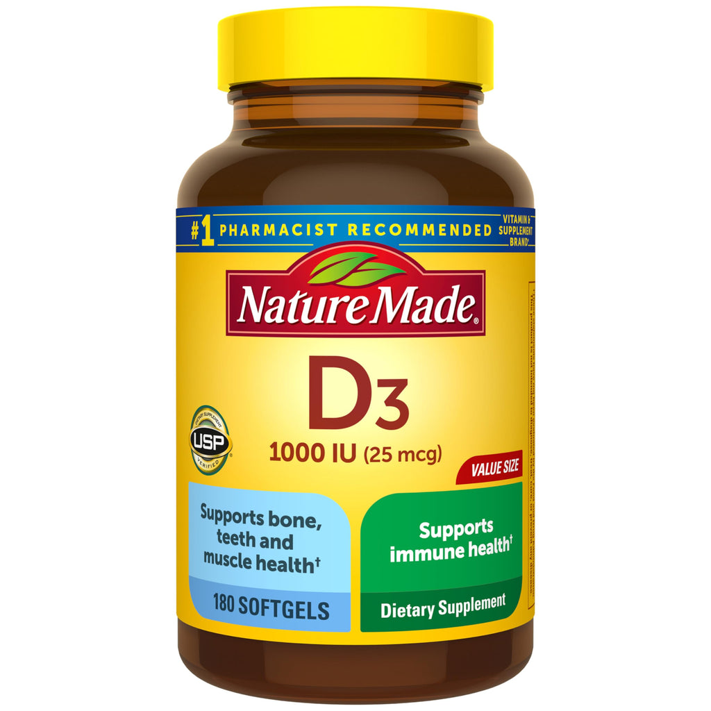Nature Made Vitamin D3 1000 IU (25 mcg), 300 Vitamin D Softgels | Vitamin D Supplement for Immune, Bone, Teeth and Muscle Health Support, 300 Day Supply