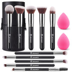 BEAKEY Makeup Brushes set with 2 Blending Sponges,10 Brush Face and Eye Set | Beginner-friendly face and eye tools with soft synthetic fibers for light,buildable coverage from foundation to eyeshadow