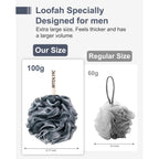 MTDLYICE Loofah Sponge, XXL Large Loofah 100g 4 Pack, Bath Sponge Soft Mesh Shower Loofah for Men, Body Scrub, Shower Pouf Bath Accessories, for Body Wash, Soap (Blue Gray)