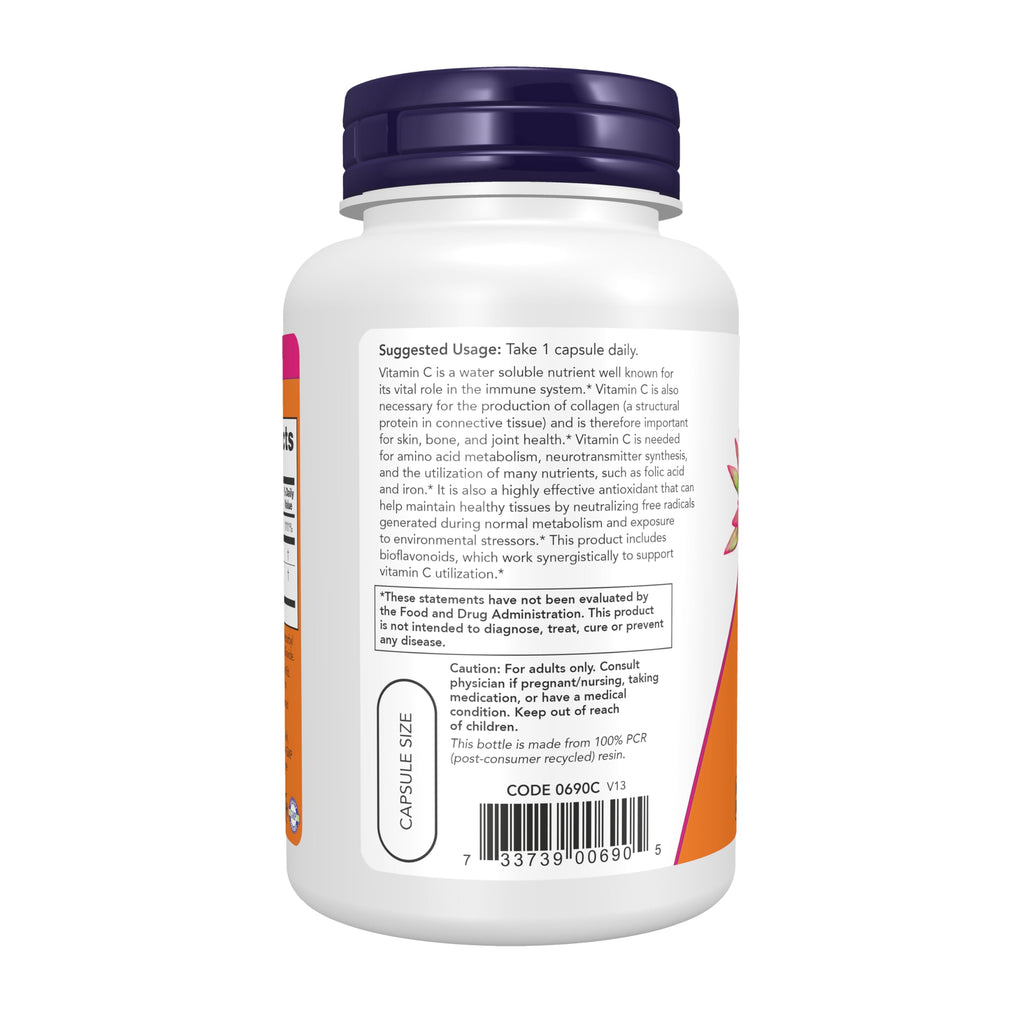 NOW Foods Supplements, Vitamin C-1,000 with 100 mg of Bioflavonoids, Antioxidant protection*, 100 Veg Capsules