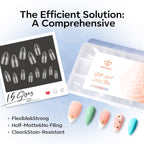 Modelones Short Almond Nail Tips set with 15 sizes. Flexible, strong, clear, and stain-resistant. Verified by CuratCart.