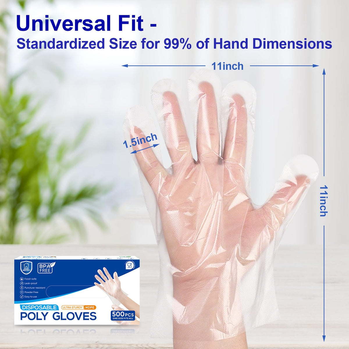 500 Pcs Disposable Food Service Gloves - Premium Plastic Food Prep Gloves for Multiple Use - BPA/Latex Free - Food Grade and Tear-Resistant - One Size Fits Most