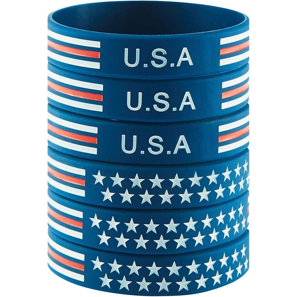 Buy now American Flag Rubber Bracelets Silicone Wristbands for Department,Officers,Veterans,American Patriots, Army fans Sport Fans Wearing and Special Gifts for Independence day,Parties,Events Adult 8“ 6pcs Blue at indiglob india
