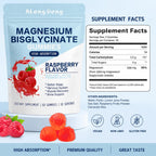 Magnesium Bisglycinate Gummies, with 500mg Magnesium Bisglycinate Chelate Sea Salt Raspberry Fruit Powder, Improve Sleep & Nervous, Relax Muscles, Strengthen Bones, Vegan, 60 Count