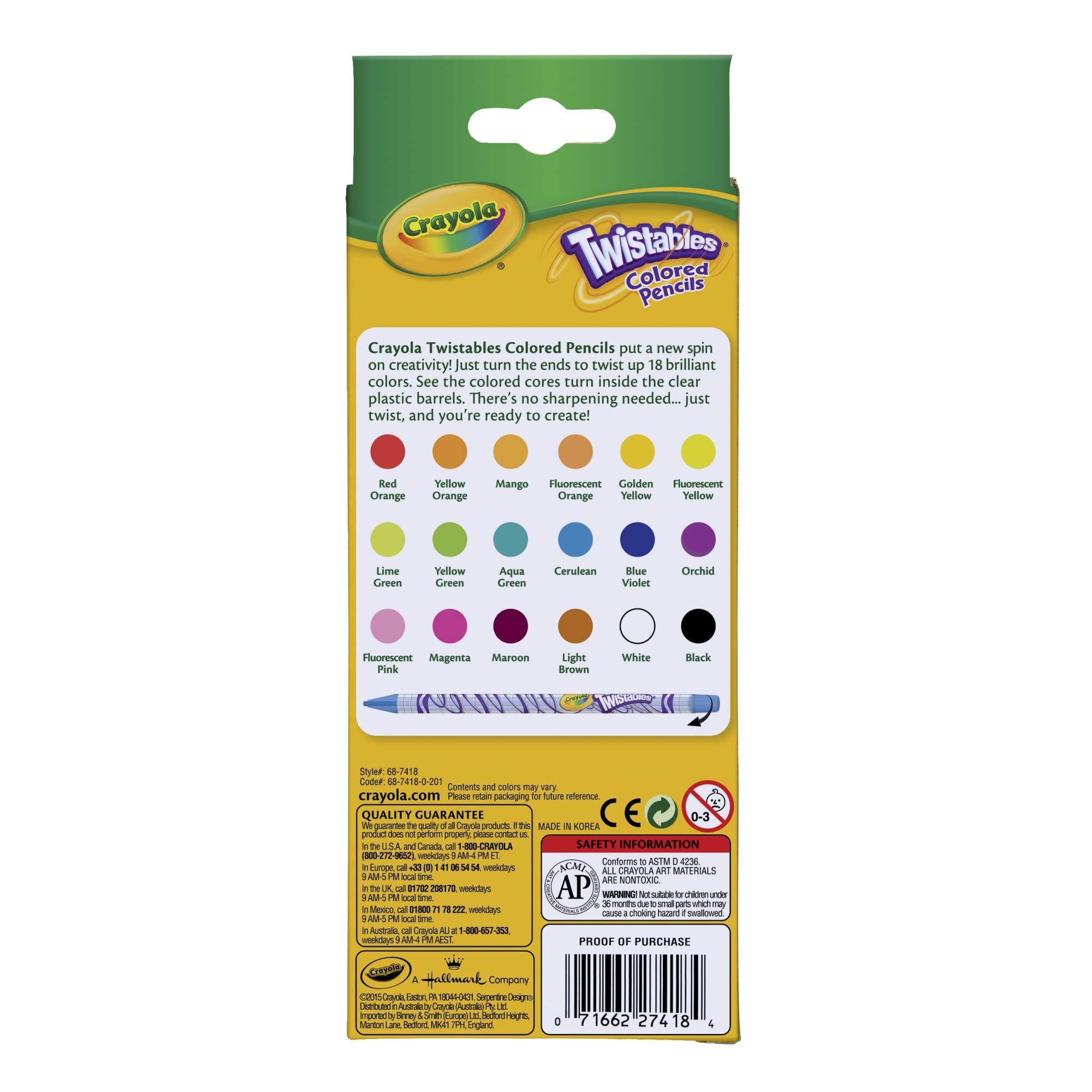 Buy now Crayola Twistable Colored Pencils For Kids, Fun School Supplies, 18 Count, Gifts For Kids, Ages 3+ at indiglob india