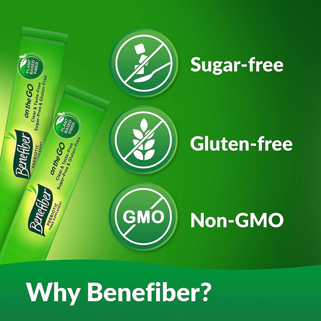Buy now Benefiber On the Go Prebiotic Fiber Supplement Powder for Digestive Health, Daily Fiber, Unflavored - 28 Sticks (3.92 Ounces) at indiglob india