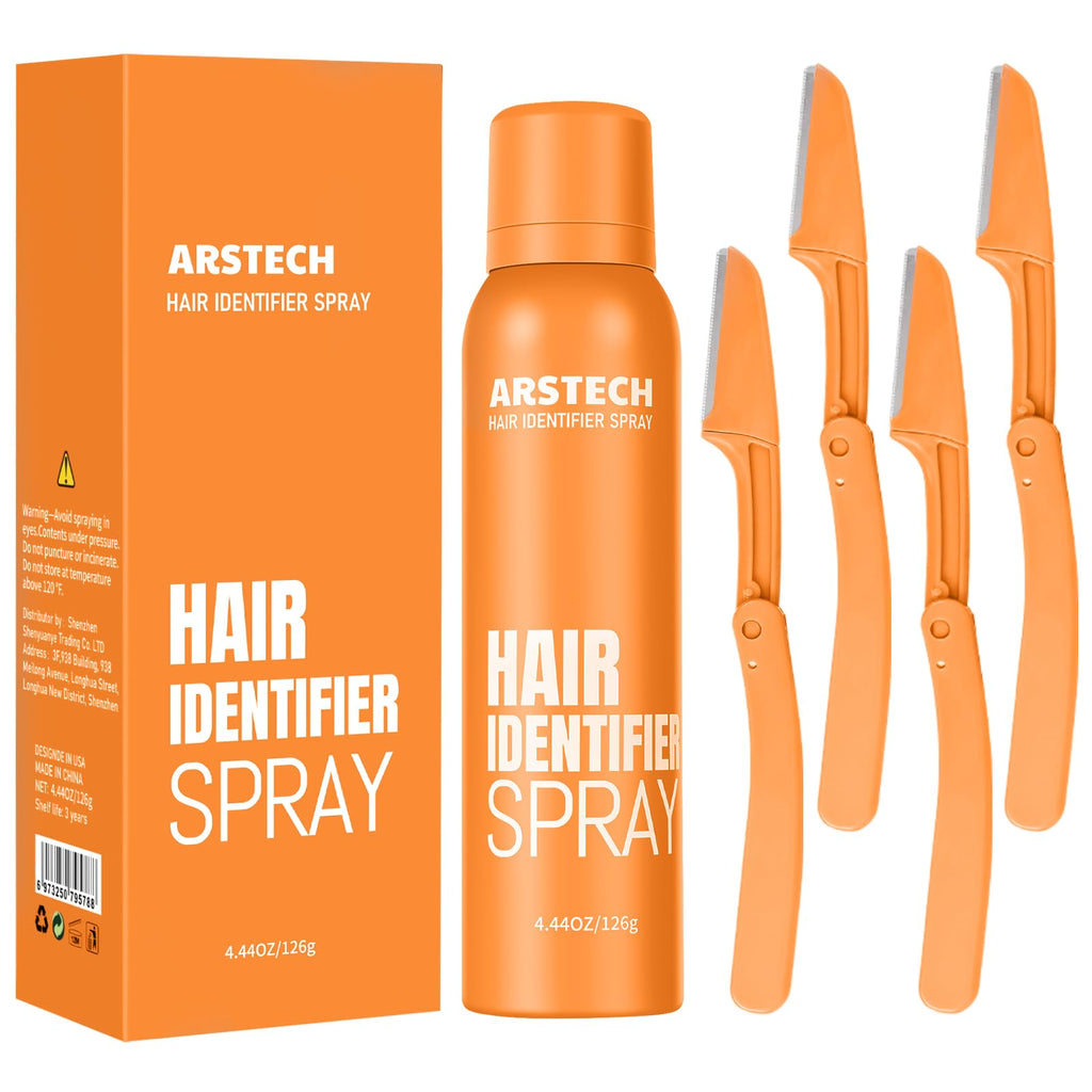 Hair Identifier Spray for Face Shaving Dermaplaning Tool Facial Razors | Skin Body Dermaplane Spray for Women with 4 Face Razor Face Shaver Facial Hair Removal Kit Dermaplane Razor for Women Face