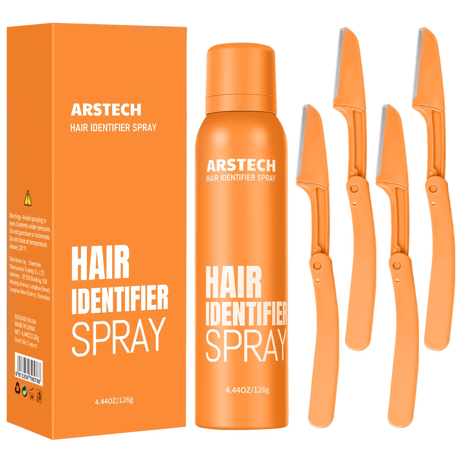 Hair Identifier Spray for Face Shaving Dermaplaning Tool Facial Razors | Skin Body Dermaplane Spray for Women with 4 Face Razor Face Shaver Facial Hair Removal Kit Dermaplane Razor for Women Face
