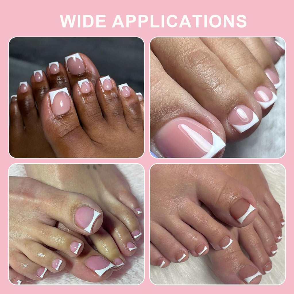 Toe Nail Press Ons, French Square Toe Tips, Press On Nails for Women | 150pcs Pre-Designed Soft Gel Thick False Toenail Extension, Berry Pink Full Cover Acrylic for DIY 15 Sizes