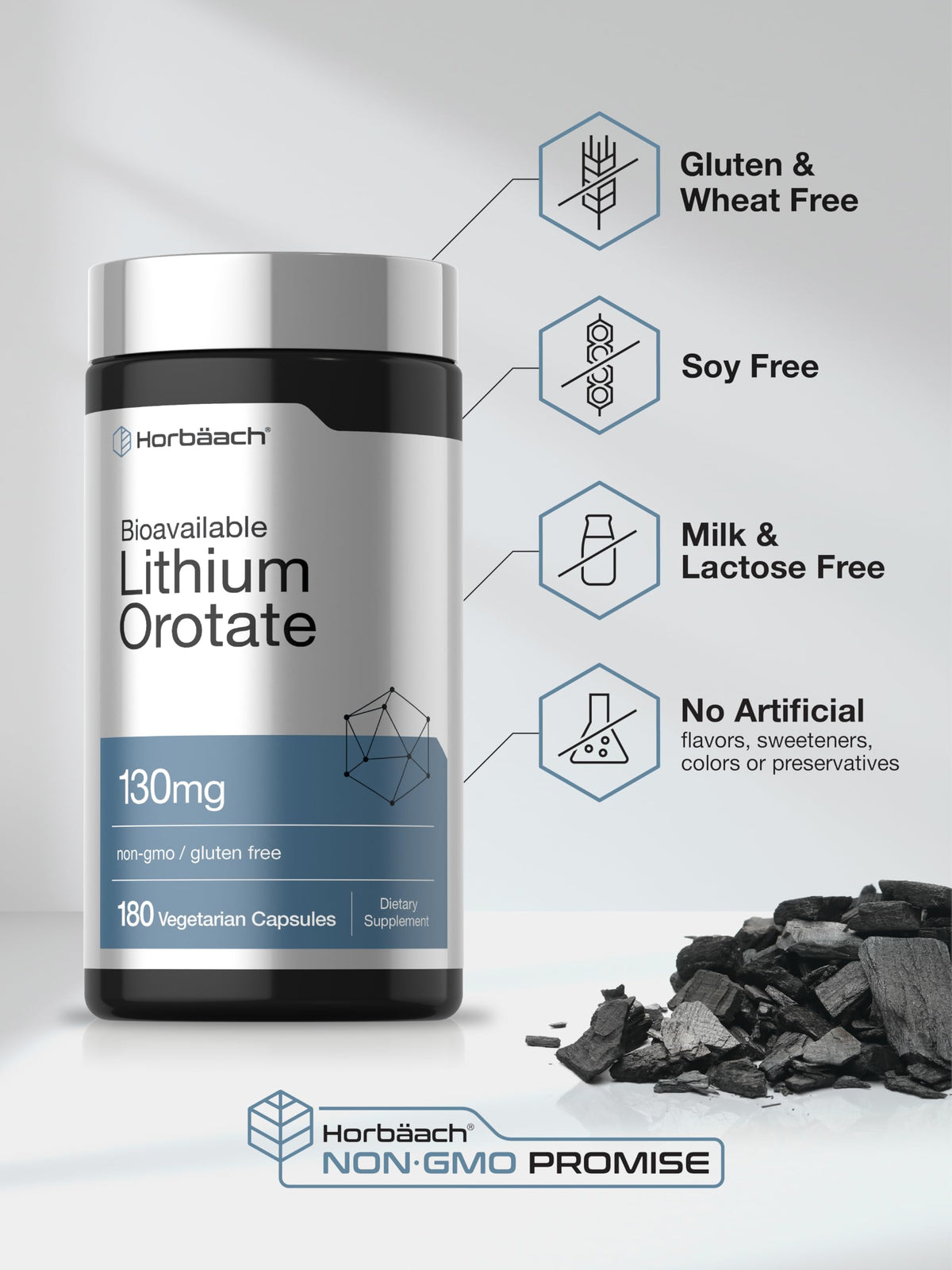 Horbäach Lithium Orotate 130mg | 180 Capsules
