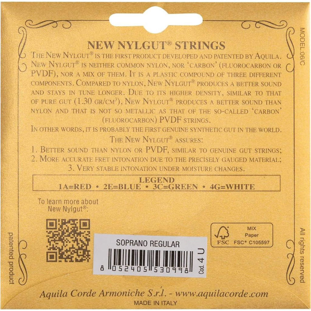 Buy now Aquila corde armoniche New Nylgut, Ukulele, Soprano Regular Ukulele Strings at indiglob india
