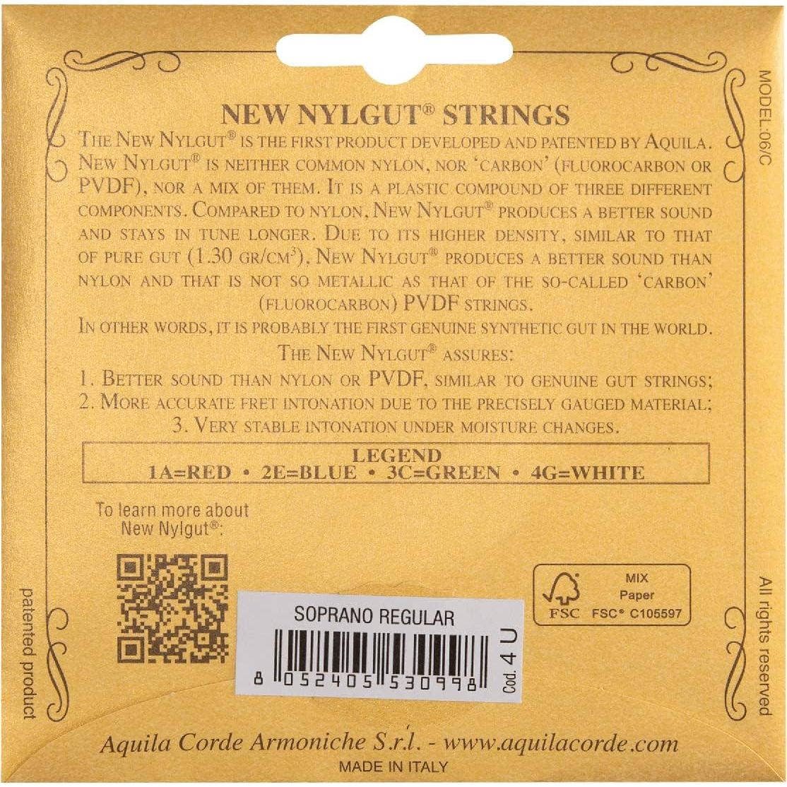 Buy now Aquila corde armoniche New Nylgut, Ukulele, Soprano Regular Ukulele Strings at indiglob india
