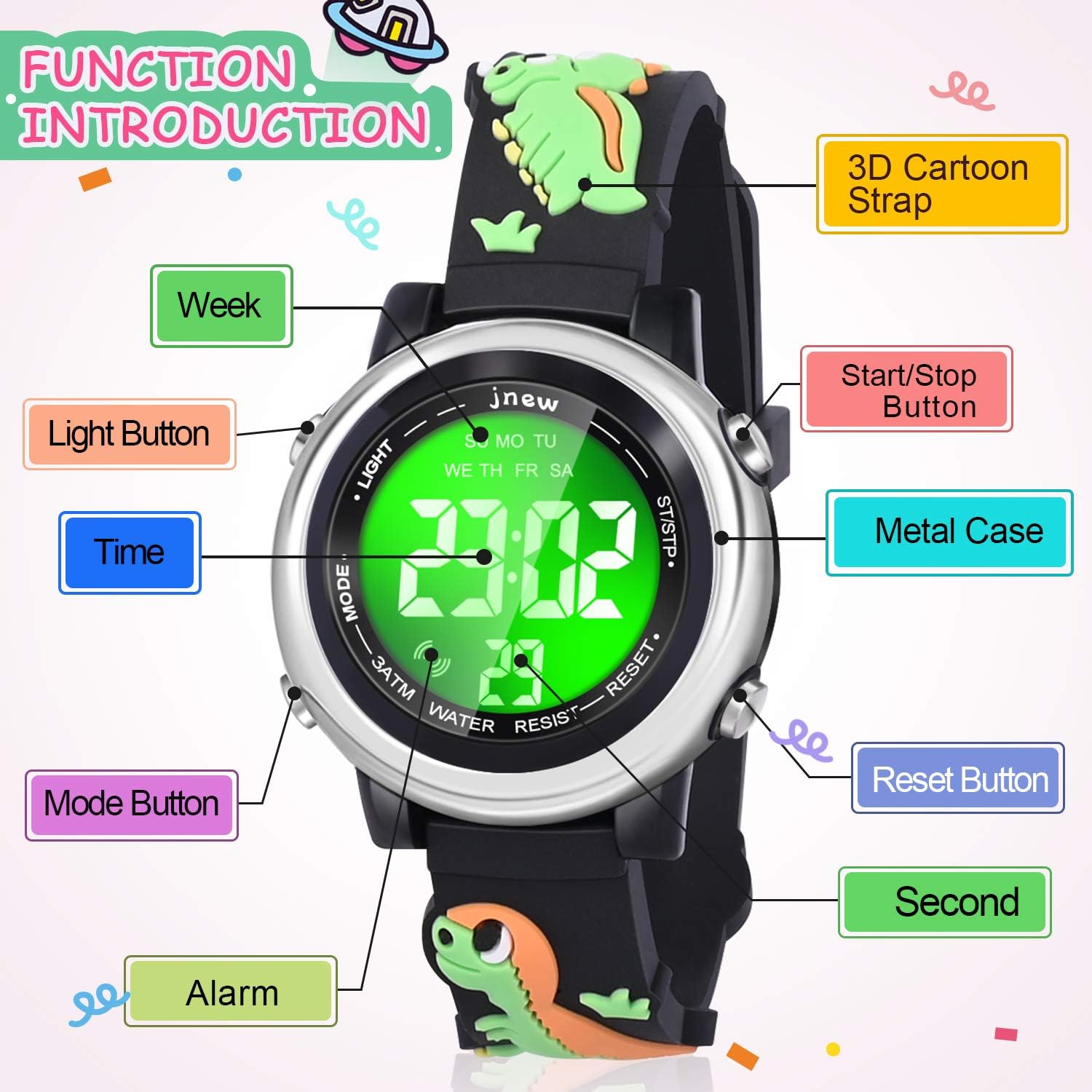 Buy now Kids Watches with Waterproof Alarm - Dinosaur Gifts for Boys Girls Age 3-10 at indiglob india