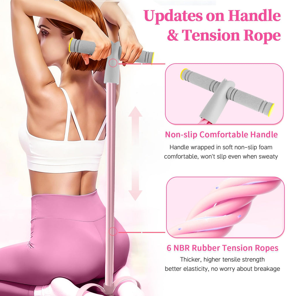 Pedal Resistance Band with Handle, Durable 6-Tube Exercise Bands