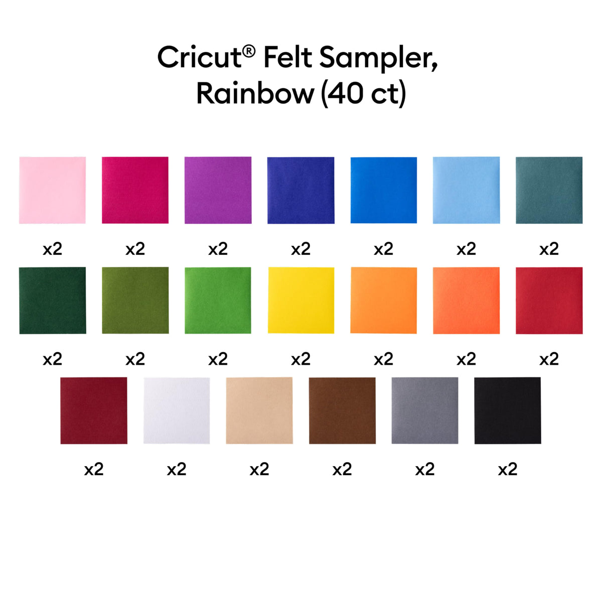 Cricut® Felt Sheets, Rainbow Sampler – 12 in x 12 in (40 ct)