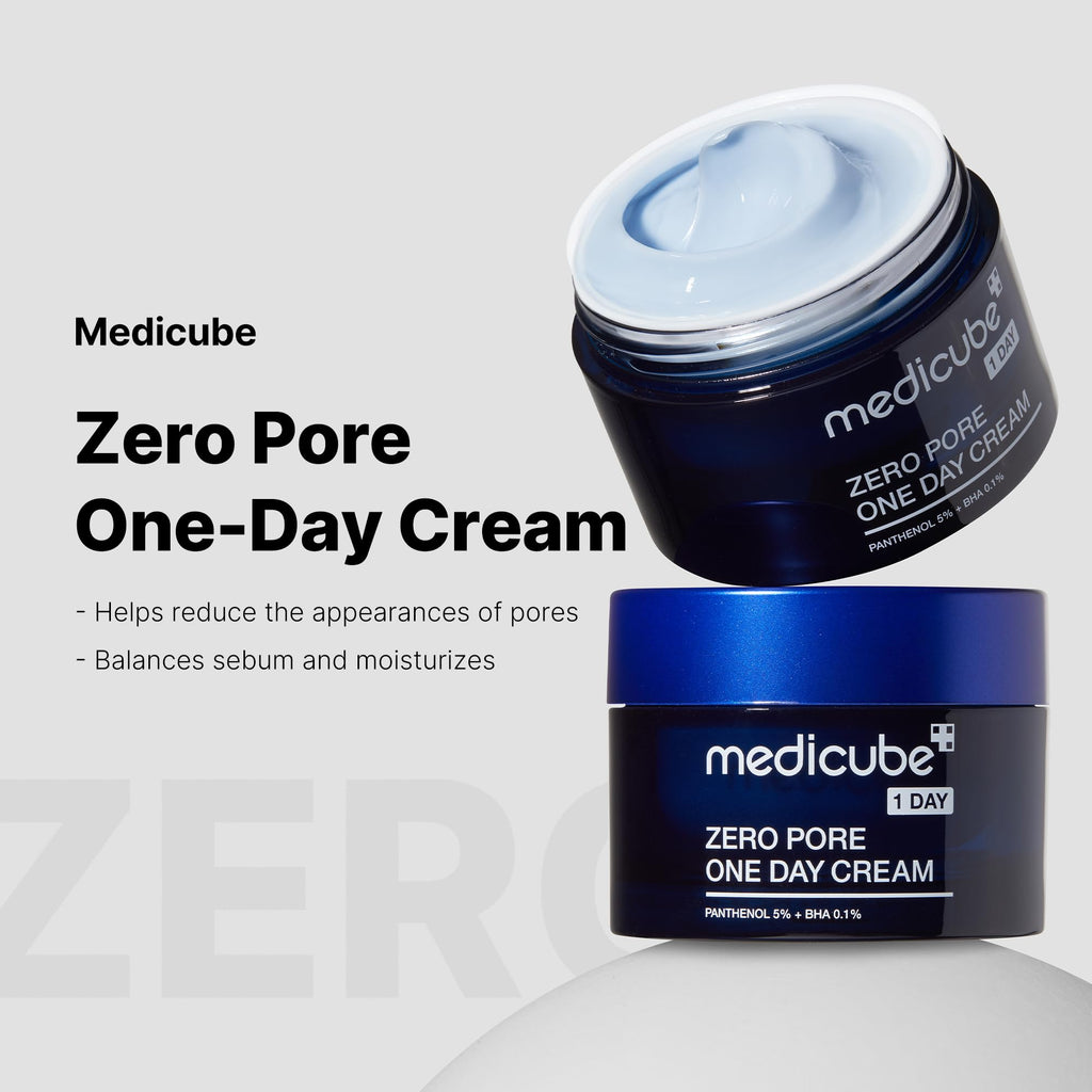 medicube Zero Pore One-Day Cream - Moisturizer for Pore & Oily Skin | Visible Pores & Excess Oil Care - Pore Refining with Panthenol, Salicylic Acid, and Niacinamide, Korean Skincare, 1.69 fl.oz