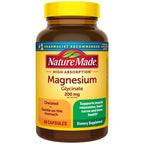 Nature Made Magnesium Glycinate 200 mg per Serving, 60 Capsules | High Absorption Magnesium Supplement for Muscle, Heart and Bone Support, Magnesium Bisglycinate Capsules, 30 Day Supply