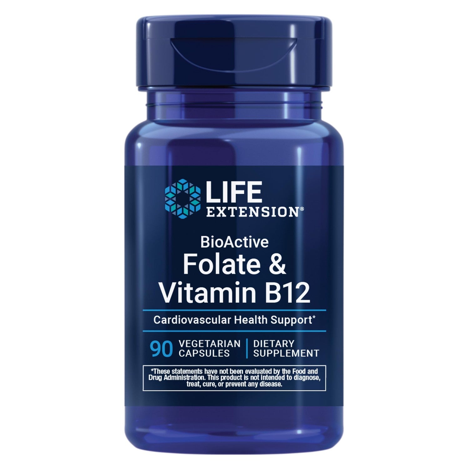 Life Extension BioActive Folate & Vitamin B12, Promotes Heart, Brain & GI Tract Health, Non-GMO, Gluten-Free, Vegetarian, 90 Capsules | BioActive Folate & Vitamin B12 Promotes Heart, Brain & GI Tract Health, Non-GMO, Gluten-Free & Vegetarian
