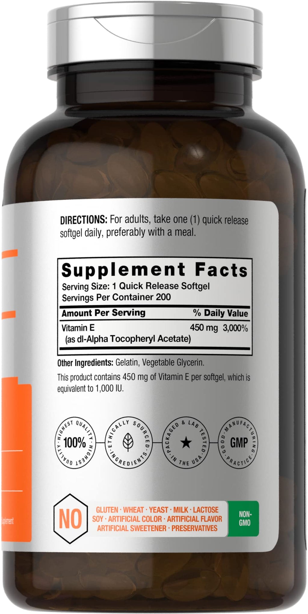 Horbäach Vitamin E 1000 IU Softgel Capsules | 200 Count