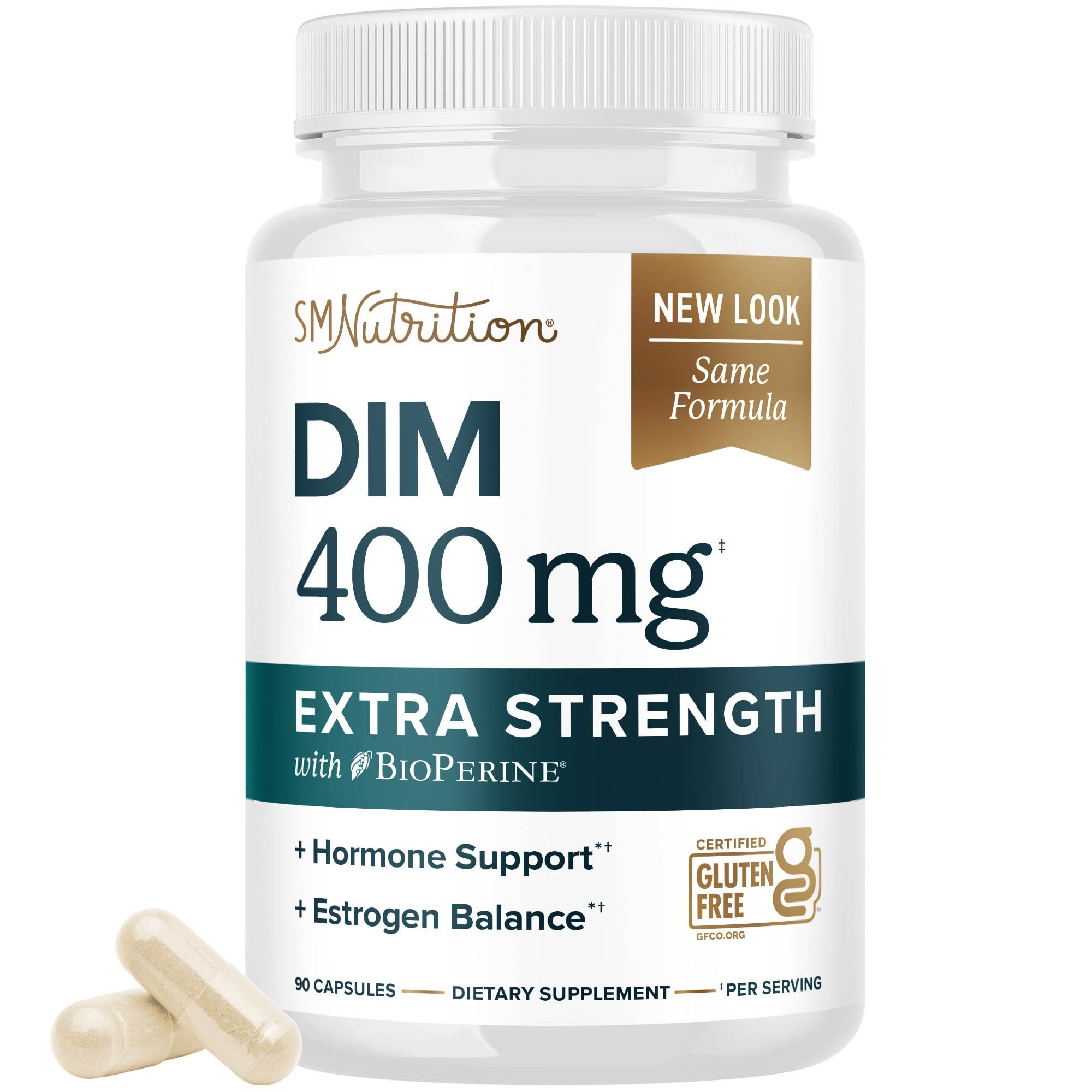 DIM Supplement 400MG Extra Strength, Hormone Balance for Men & Women, 90 Ct | Menopause Acne Hot Flashes Prostate & Antioxidant Support, Third-Party Tested, Non-GMO, Soy-Free, Gluten-Free, 90 Capsules