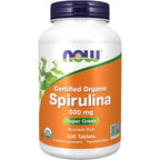 Buy now NOW Foods Supplements, Organic Spirulina 500 mg with Vitamins, Minerals and GLA (Gamma-Linolenic Acid), 500 Tablets at indiglob india