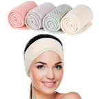 Buy now Whaline 4 Pack Spa Facial Headband Makeup Hair Wrap Adjustable Hair Band Soft Towel Head Band for Face Washing, Shower Sports Yoga (Pea Green, Pink, Beige, Light Gray) Pea Green, Pink, Beige, Light Gray at indiglob india