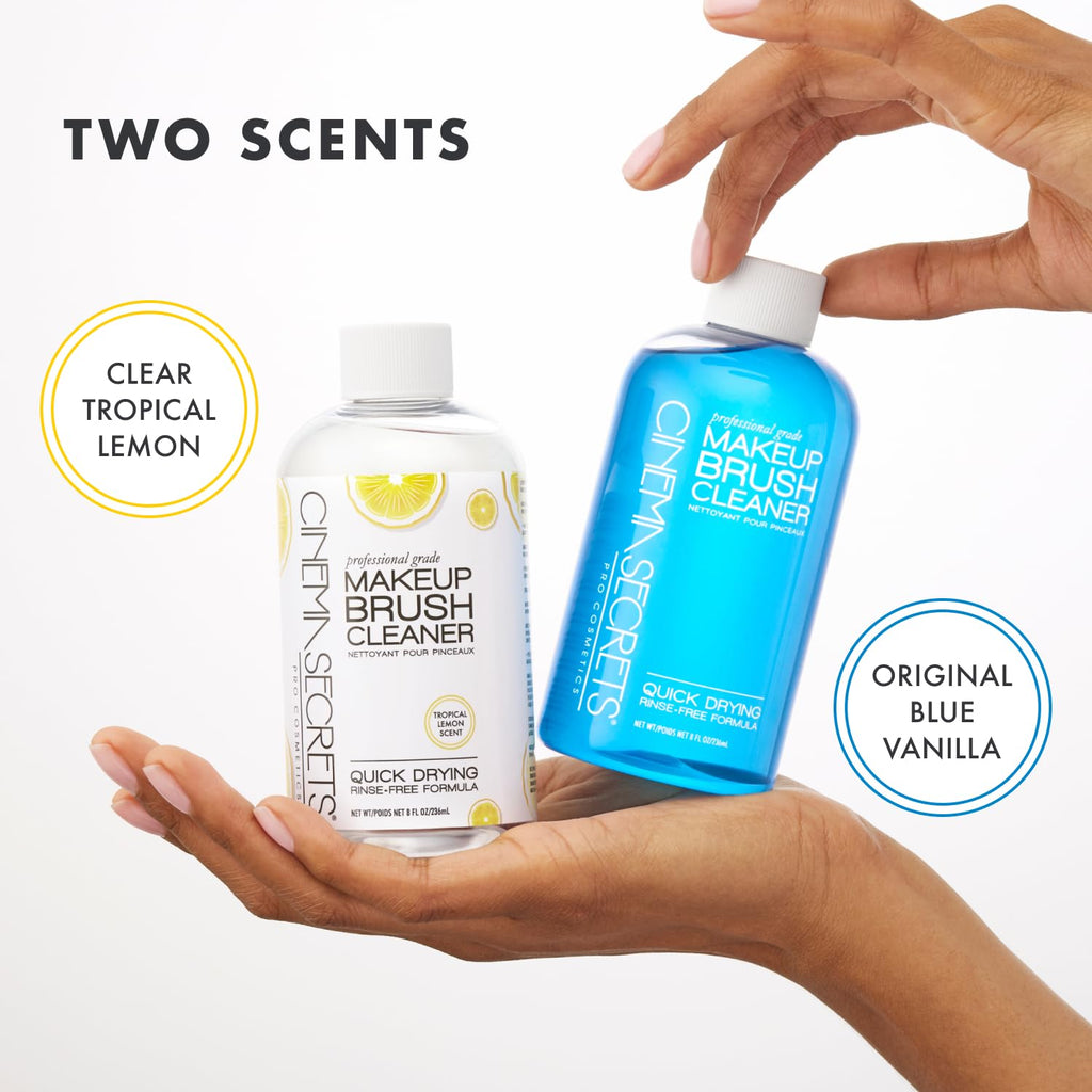 Cinema Secrets Original Blue Vanilla Makeup Brush Cleaner Solution - Professional Cleanser for Makeup Brushes - Quick-Drying, Rinse-Free Formula - Removes Stubborn Waterproof Make Up (16 fl oz)