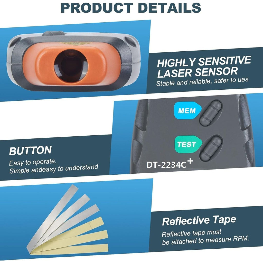 Buy now AGPtek® Professional Digital Laser Photo Tachometer Non Contact RPM Tach at indiglob india