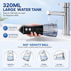 Cordless Water Flosser for Teeth with 6 Jet Tips, DIY 5 Modes 320ML Tank IPX7 Waterproof Portable Rechargeable Water flosser for Dental Hygiene Cordless for Home and Travel, Black
