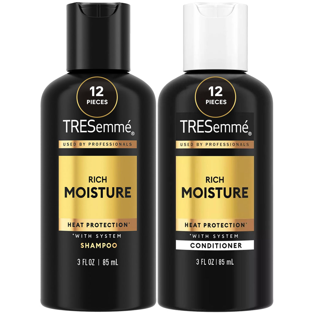 TRESemmé Travel Shampoo & Conditioner Set 3-Pack, 3 Oz Ea | Moisturizing Travel Hair Care Set with TSA-Friendly Bottles for Trips, Gym Bags and Vacations