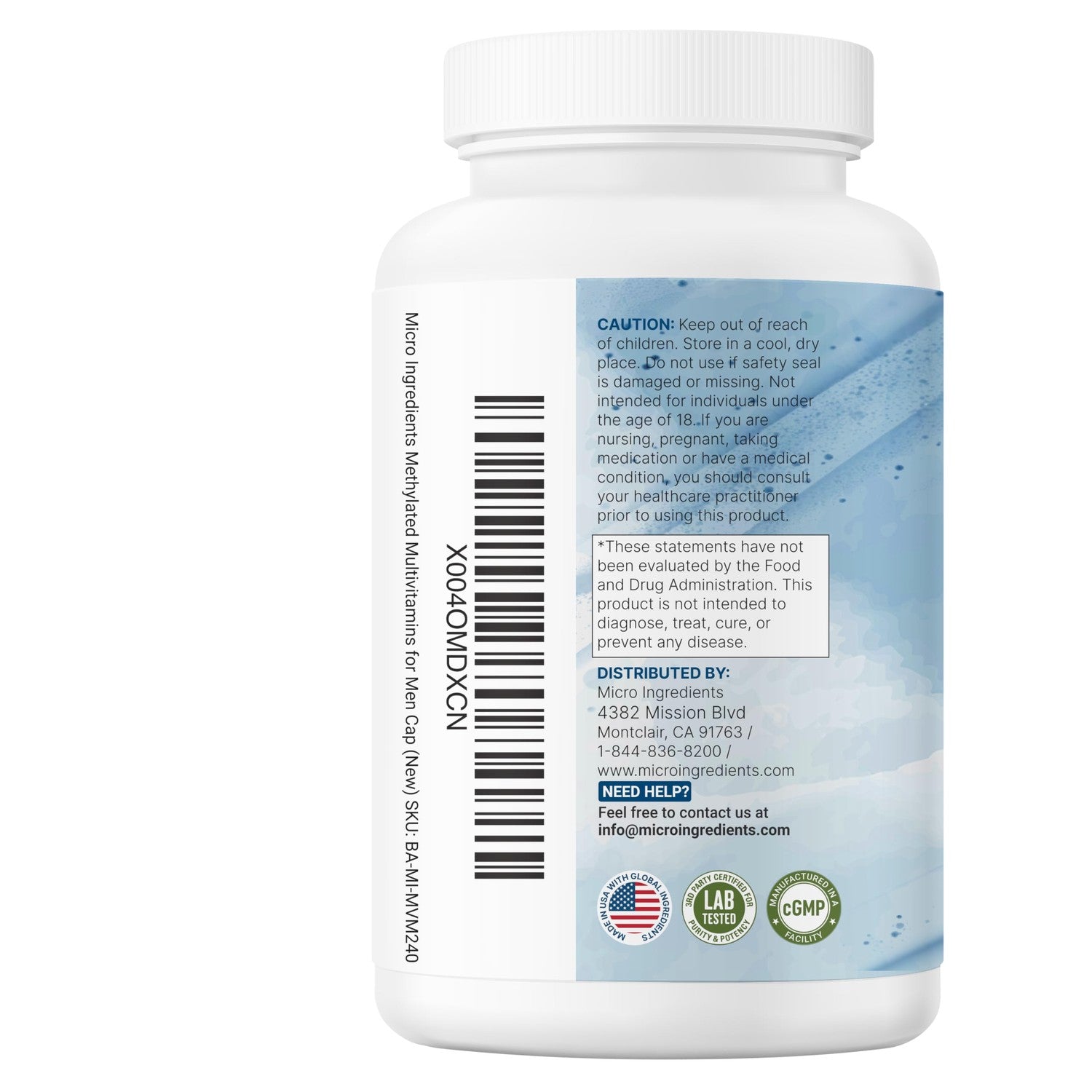 Micro Ingredients Pure Methylated Multivitamin for Men, 240 Capsules | 30 Essential Nutrients with Activated B Complex & Methylfolate + Saw Palmetto, Ginseng, Maca, Lycopene, Vitamin D3 & Zinc