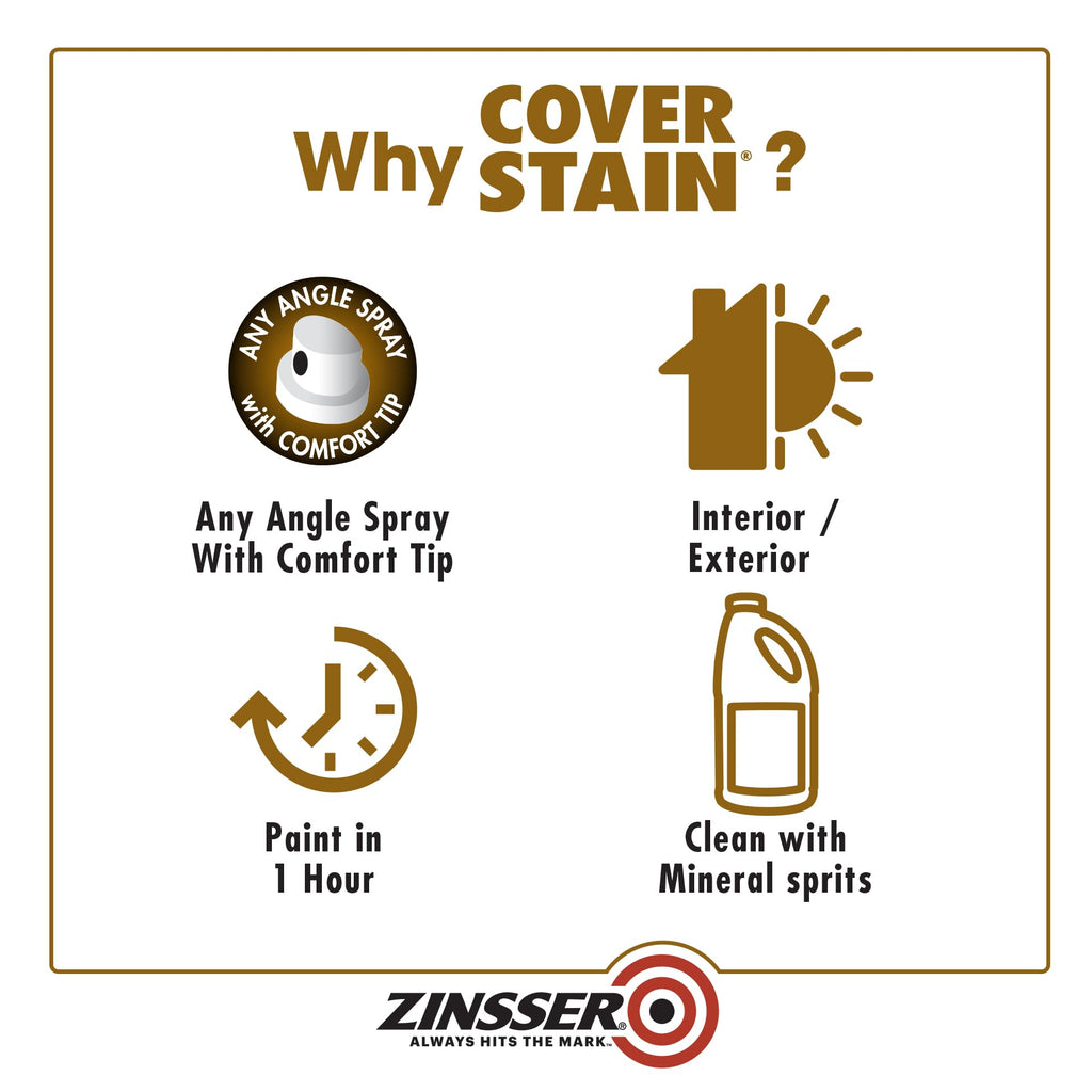 Buy now Zinsser 3608 Cover Stain Oil Base Primer Spray, 13 oz, White at indiglob india