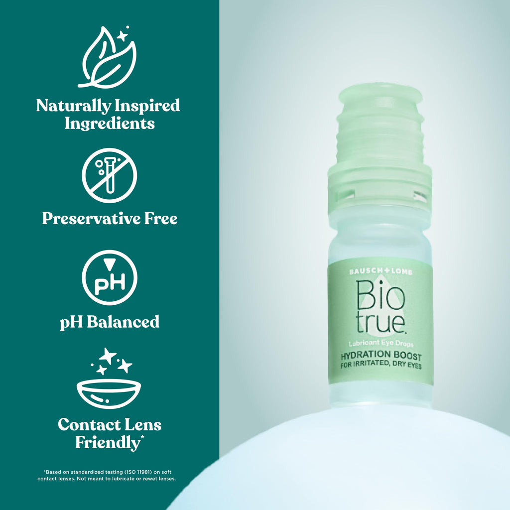 Buy now Biotrue Hydration Boost, Preservative-Free Eye Drops for Dry Eyes, Instantly Moisturizes, Rehydrates, Contact Lens Friendly, Refresh & Relieve Eye Irritation, 0.33 FL Oz (Pack of 1) at indiglob india