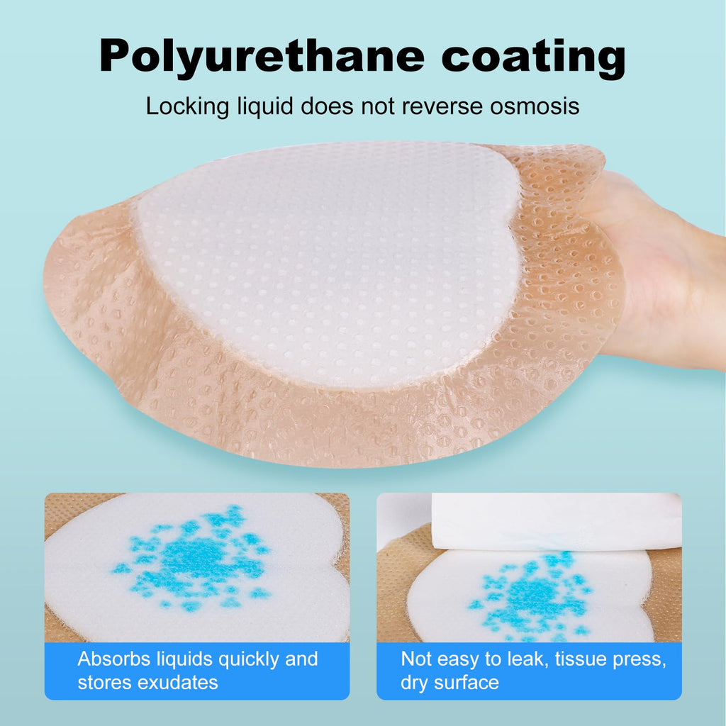 Sacral Foam Dressing, Sacrum Silicone Foam Dressing with Border, 7x7 Large Bandage for Bed Sores On Buttocks, Super Absorbent Pressure Sore Prevention Pads, Waterproof & Breathable Wound Dressing (20)