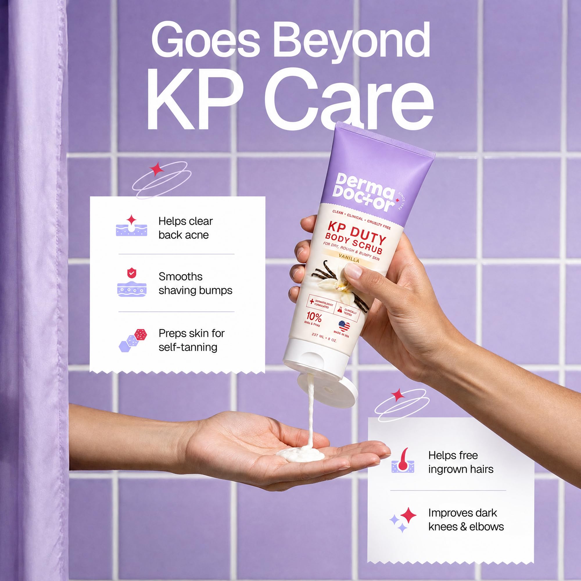 DERMAdoctor KP Bump Eraser Body Scrub, 10% AHAs + PHAs, Rough & Bumpy Skin