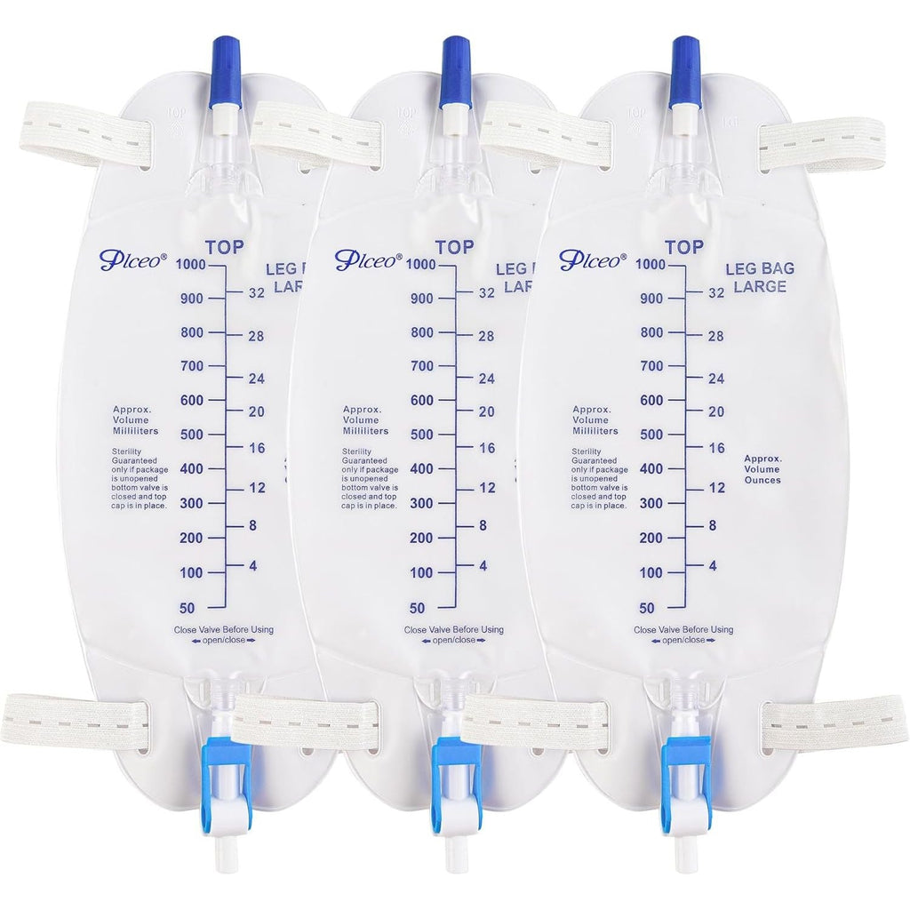 Buy now Easy-Tap Leg Bag Urinary Drainage Bag, 1000ml, Anti-Reflux Valve, Cloth Straps, Easy Flip Drain (Pack of 3) at indiglob india