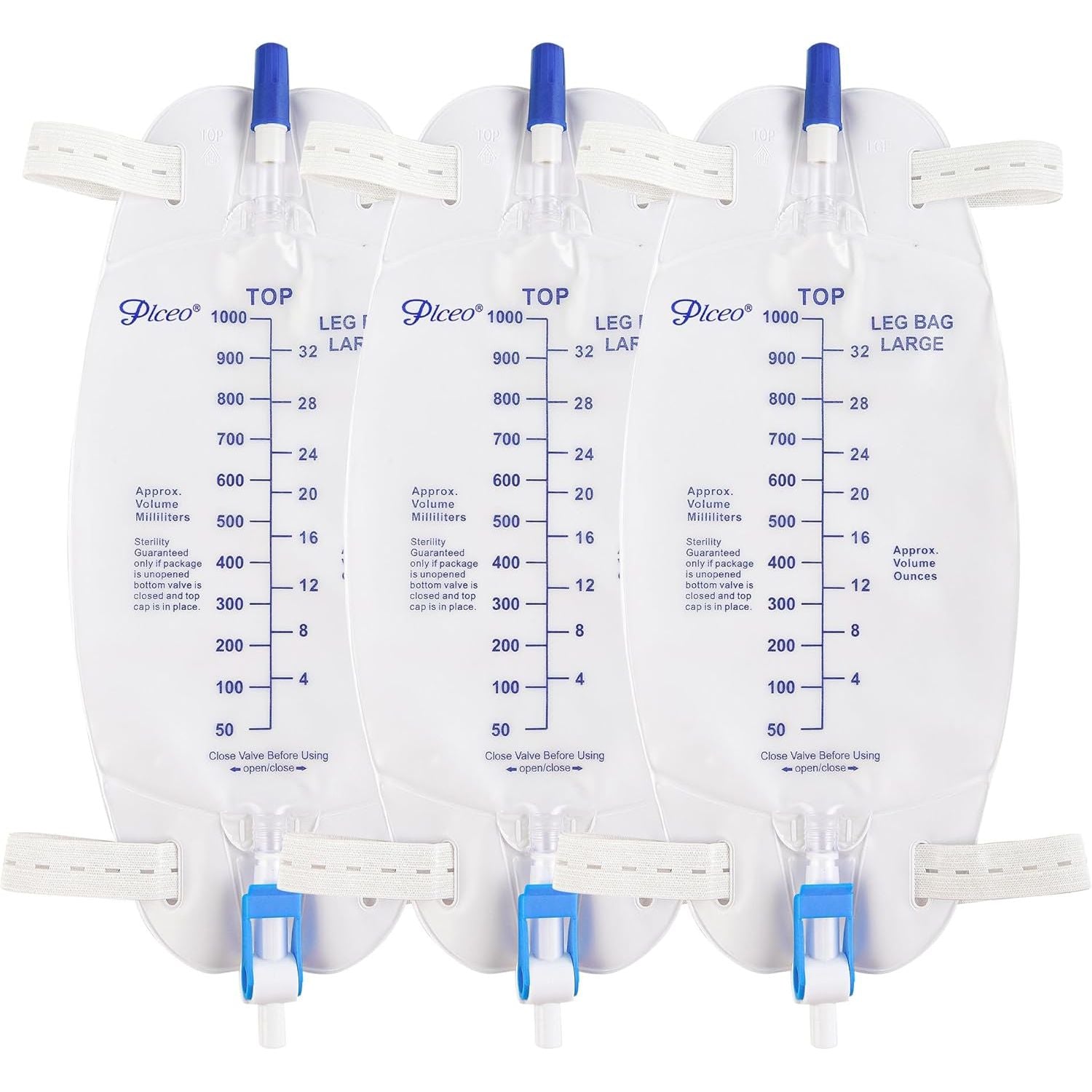 Buy now Easy-Tap Leg Bag Urinary Drainage Bag, 1000ml, Anti-Reflux Valve, Cloth Straps, Easy Flip Drain (Pack of 3) at indiglob india