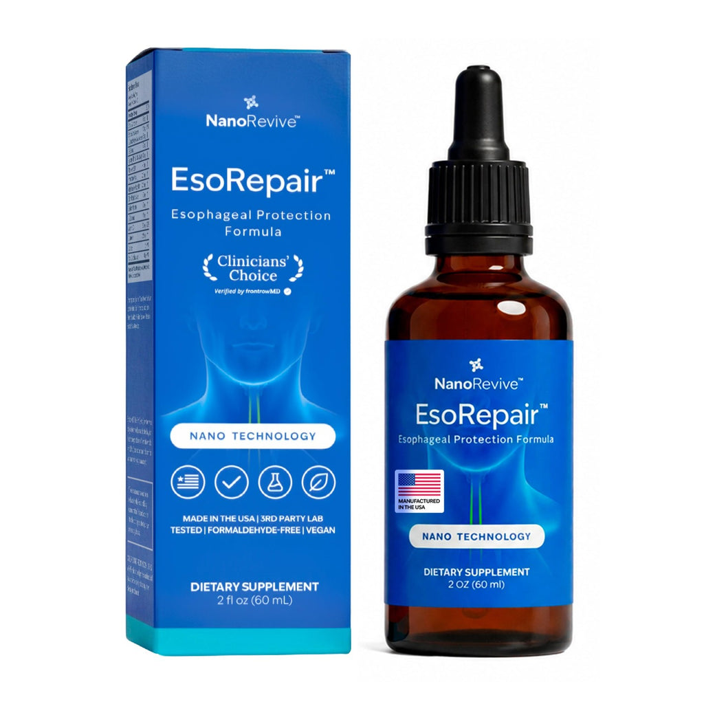 EsoRepair Nano Esophageal & Stomach Health Supplements for Men & Women - Digestive Comfort - Slippery Elm Bark, Zinc L-Carnosine & Aloe Vera Extract - Non-GMO & Dairy Free