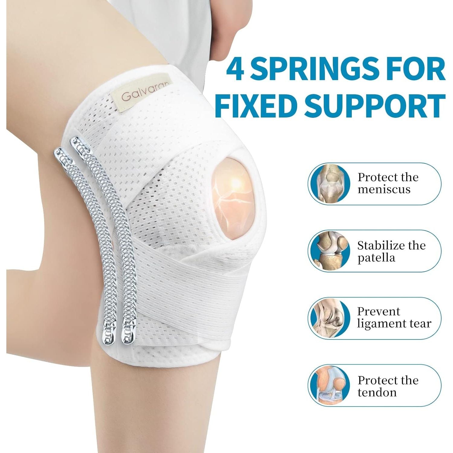 Buy now Galvaran Knee Brace with Side Stabilizers for Meniscal Tear Knee Pain ACL MCL Arthritis Injuries Recovery, Breathable Adjustable Knee Support for Men and Women at indiglob india