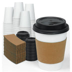Ginkgo 100 Pack 12 oz Thickened Coffee Cups with Lids and Sleeves