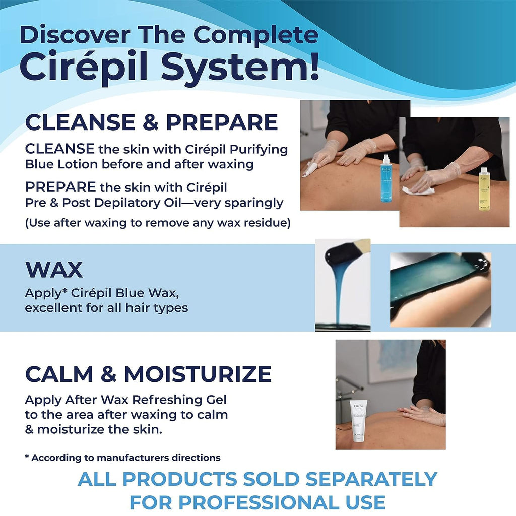Cirepil BLUE Stripless Hard Wax Beads Bag 28.22oz / 800g | Face, body & bikini wax, unscented | Ideal for sensitive skin | Refill bag, low-temp, fluid gel texture, easy hair-removal